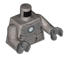 Torso Armor, White Circle Arc Reactor and Silver Trim Pattern / Flat Silver Arms / Dark Bluish Gray Hands