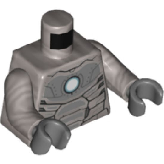 Torso Armor, White Circle Arc Reactor and Silver Trim Pattern / Flat Silver Arms / Dark Bluish Gray Hands