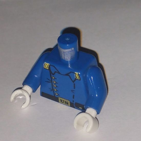 Torso Western Cavalry Uniform, 5 Buttons, Belt Pouch Pattern / Blue Arms / White Hands