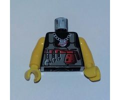 Torso Alpha Team Logo on Necklace, Dark Gray Vest, Tools Pattern / Yellow Arms / Yellow Hands