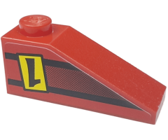 Slope 33 3 x 1 with Upside-down Black Number 1 on Yellow Rectangle Pattern Model Left (Sticker) - Set 8209