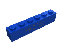 Brick 1 x 6 with Black 'HOTEL' Pattern