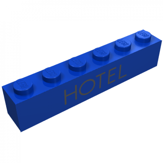 Brick 1 x 6 with Black 'HOTEL' Pattern