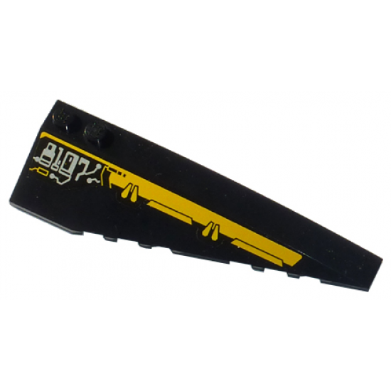 Wedge 10 x 3 Right with Yellow Bar and Silver '8107' Pattern (Sticker) - Set 8107