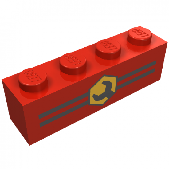 Brick 1 x 4 with Stripes and Wrench Pattern