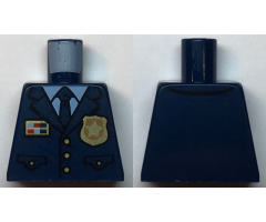 Torso Police Suit with Tie and Pockets, Gold Star Badge and Buttons, Light Blue Undershirt Pattern