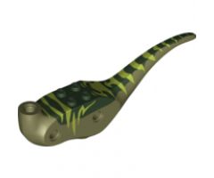 Animal, Body Part Dinosaur Middle Raptor with Dark Green Top with Lime Stripes Pattern