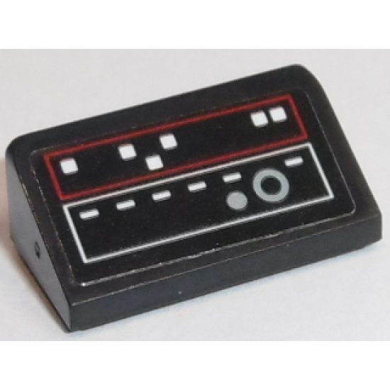 Slope 30 1 x 2 x 2/3 with Red and White Control Panel Pattern Type 2 (Sticker) - Set 75190