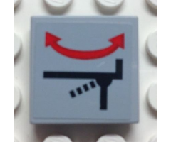 Tile 2 x 2 with Red Arrow Double and Lever Position Pattern (Sticker) - Set 8654