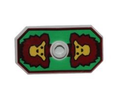 Minifigure, Shield Rectangular with Stud, Knights Kingdom Rascus Monkey Pattern (Printed Version)