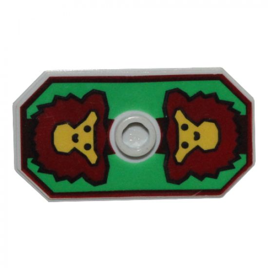 Minifigure, Shield Rectangular with Stud, Knights Kingdom Rascus Monkey Pattern (Printed Version)