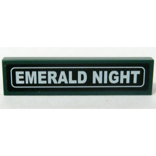 Tile 1 x 4 with White 'EMERALD NIGHT' Pattern (Sticker) - Set 10194