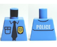 Torso Police Shirt with Gold Badge, Dark Blue Tie and 'POLICE' Pattern on Back