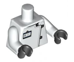 Torso Lab Coat with Black and Silver Clasps, ID Badge Pattern / White Arms / Black Hands