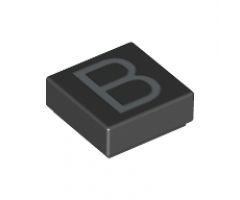 Tile 1 x 1 with Silver Capital Letter B Pattern