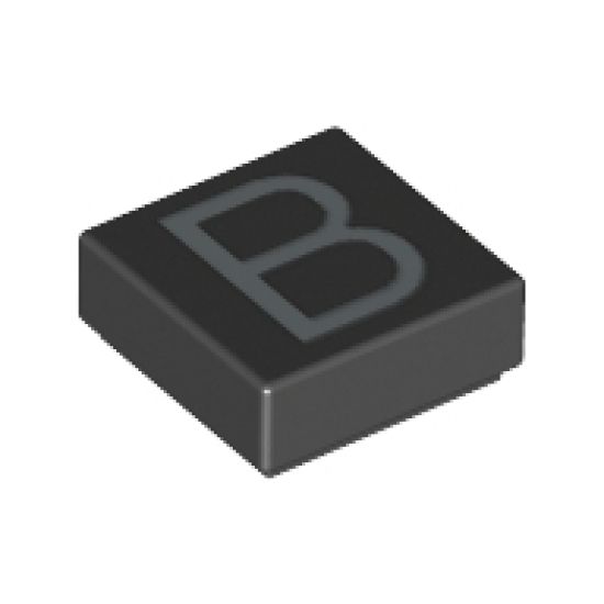 Tile 1 x 1 with Silver Capital Letter B Pattern