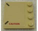 Tile, Modified 4 x 4 with Studs on Edge with Red 'CAUTION' Pattern Model Left Side (Sticker) - Set 75974