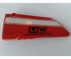Technic, Panel Fairing #17 Large Smooth, Side A with White Stripe and 'UW LIFTING SERVICE' Pattern (Sticker) - Set 8258