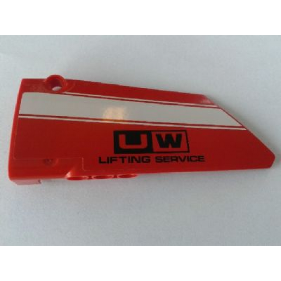 Technic, Panel Fairing #17 Large Smooth, Side A with White Stripe and 'UW LIFTING SERVICE' Pattern (Sticker) - Set 8258