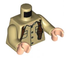 Torso Shirt with 4 Buttons, Flap Pockets, Open Collar and Brown Holster Pattern / Tan Arms / Light Nougat Hands