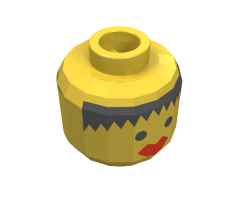 Minifigure, Head Female with Messy Black Hair, Thick Red Lips Pattern - Blocked Open Stud