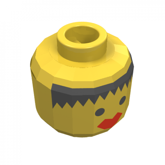 Minifigure, Head Female with Messy Black Hair, Thick Red Lips Pattern - Blocked Open Stud
