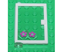 Door 1 x 4 x 5 Left with Trans-Clear Glass and Flowers Pattern (Sticker) - Set 6418