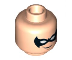 Minifigure, Head Dual Sided Male Black Eye Mask with Eye Holes, Grin / Bared Teeth Angry Pattern (Nightwing) - Hollow Stud