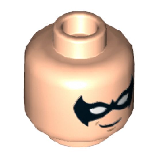 Minifigure, Head Dual Sided Male Black Eye Mask with Eye Holes, Grin / Bared Teeth Angry Pattern (Nightwing) - Hollow Stud