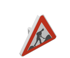 Road Sign 2 x 2 Triangle with Clip with Worker and 2 Piles Pattern
