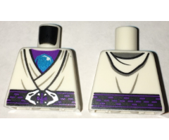 Torso Ninjago Tunic with Metallic Blue Jewel, Dark Purple Belt with Snake Buckle Front and Back Pattern