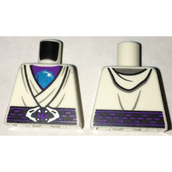 Torso Ninjago Tunic with Metallic Blue Jewel, Dark Purple Belt with Snake Buckle Front and Back Pattern