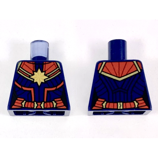 Torso Female Outline with Gold 8 Point Star and Dark Red Collar and Belt Pattern