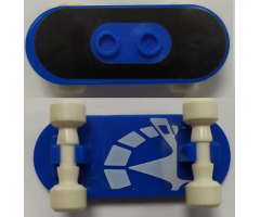 Minifigure, Utensil Skateboard with Mag Wheel Holders and White Mag Wheels with Black Surface and White Skate Pattern (Stickers) - Set 3537