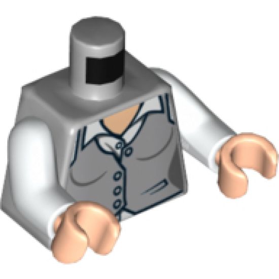 Torso Female Vest with Buttons and White Shirt Pattern / White Arms / Light Nougat Hands