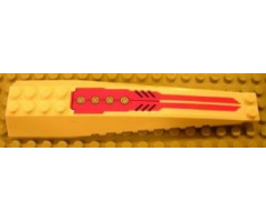 Wedge 16 x 4 Triple Curved with Four Silver Slotted Round Ports and Symmetrical Grille on Red Background Pattern (Sticker) - Set 8106