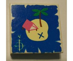 Tile 2 x 2 with Map Island with X and Palm Tree Pattern
