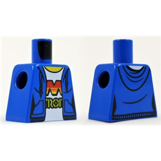 Torso Female Hoodie with Laces and Pockets over White Shirt with M:Tron Logo Pattern