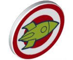 Road Sign 2 x 2 Round with Clip with Red Bullseye and Lime Rocket Pattern