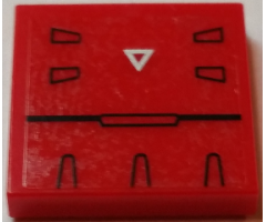 Tile 2 x 2 with Black Trapezoids and Line and Silver Triangle Pattern (Sticker) - Set 7713