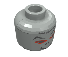 Minifigure, Head Alien with Adventurers Mummy, Eyebrows, Red around Eyes, Pupils Pattern - Blocked Open Stud