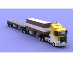 truck with box and flat bed trailer