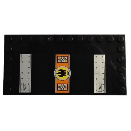 Tile, Modified 6 x 12 with Studs on Edges with Dr. Inferno Logo and Door Hinges Pattern Model Right Side (Stickers) - Set 8637