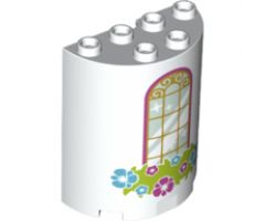 Cylinder Half 2 x 4 x 4 with Window and Flower Box Pattern