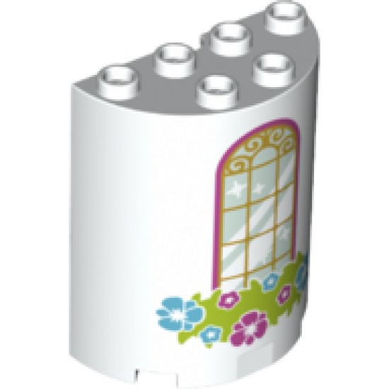 Cylinder Half 2 x 4 x 4 with Window and Flower Box Pattern