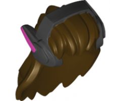 Minifigure, Hair Long and Wavy with Dark Bluish Gray Headset with Dark Orange Ears Pattern