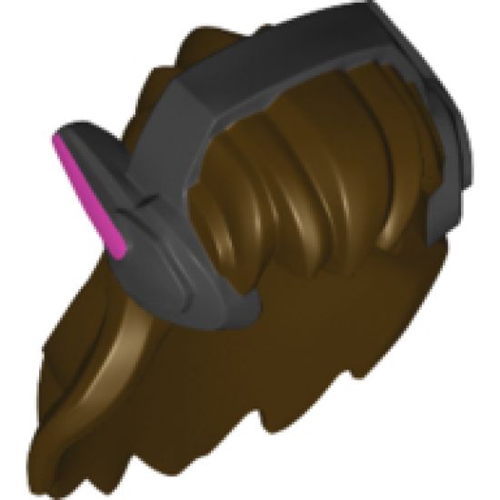 Minifigure, Hair Long and Wavy with Dark Bluish Gray Headset with Dark Orange Ears Pattern