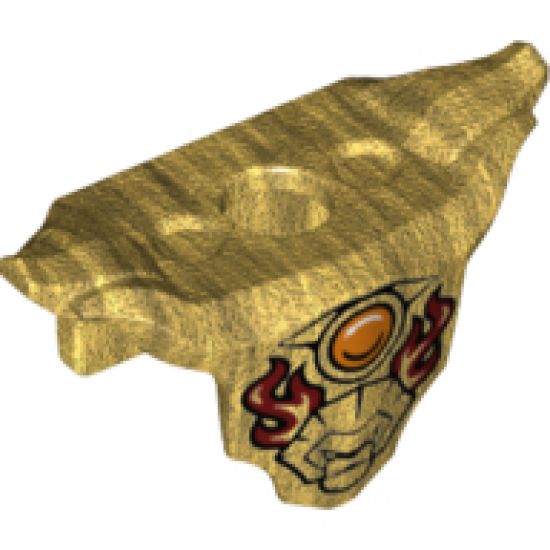 Minifigure, Body Wear Armor Breastplate with Shoulder Pads with Lion Head, Dark Red Flames and Orange Round Jewel (Fire Chi) Pattern