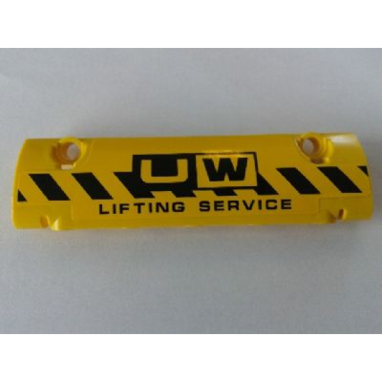 Technic, Panel Curved 11 x 3 with Black and Yellow Danger Stripes and 'UW LIFTING SERVICE' Pattern (Sticker) - Set 8258