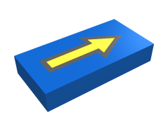 Tile 1 x 2 with Yellow Arrow Long with Black Outline Pattern